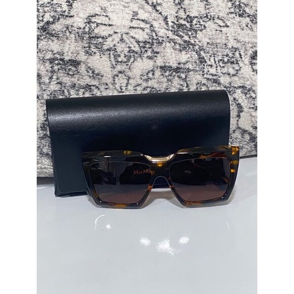 NEW Max Mara Spark-7 56MM Rectangular Tortoise Sunglasses in Brown main image 6